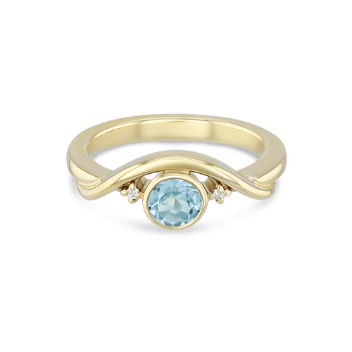 Embrace Ring Catherine Best 9ct Yellow Gold with Blue Topaz and Diamond 