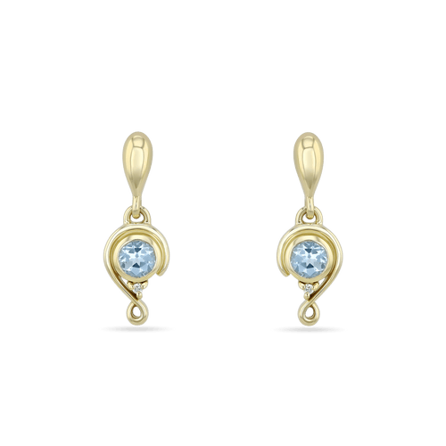 Embrace Drop Earrings Earring Catherine Best 9ct Yellow Gold with Blue Topaz and Diamond 