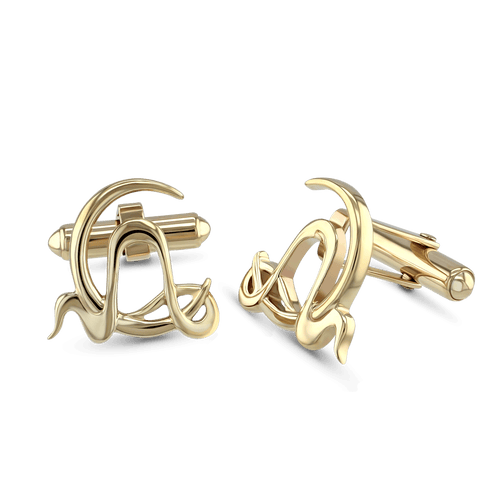Aquarius Moon-sign Cufflinks Catherine Best Dev 9ct Yellow Gold 