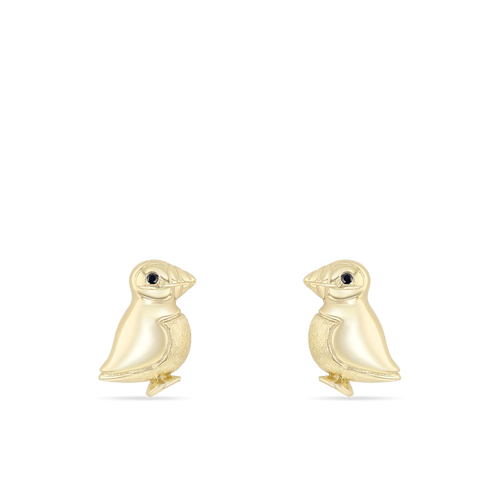 George the Puffin Earrings Catherine Best Stud 9ct Yellow Gold 