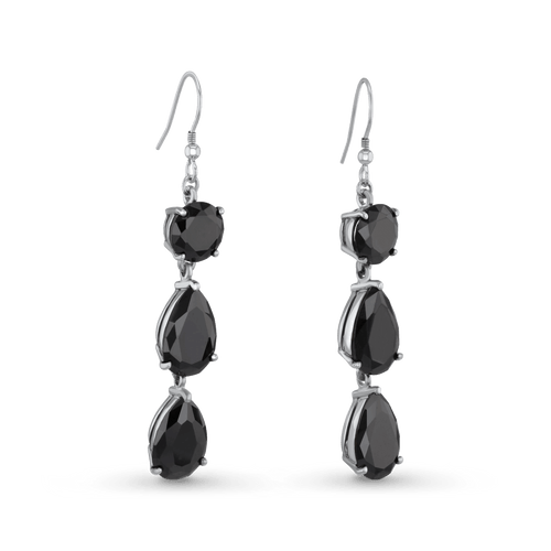 Midnight Earrings Catherine Best Dev Three Stone in Black Cz 