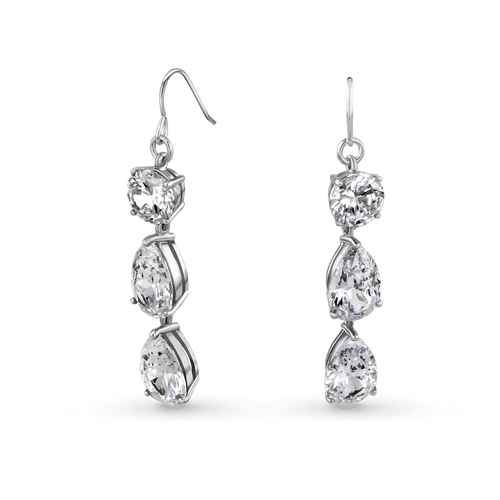 Midnight Earrings Catherine Best Dev Three Stone in Clear Cz 
