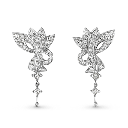 Flutterby Handmade Diamond Drop Earrings in Platinum Catherine Best Dev 