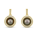 Reflections X 18ct Yellow Gold Tahitian Pearl and Diamond Drop Earrings Catherine Best Dev 