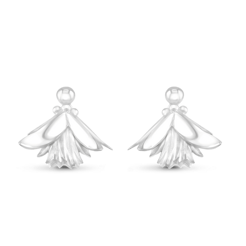 Clematis Bluebird Drop Earrings Catherine Best Dev 9ct White Gold Post & Scroll Fittings 