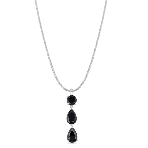 Midnight Pendant Catherine Best Dev 3 Stone Design Black Cubic Zirconia Pendant on a 18 chain