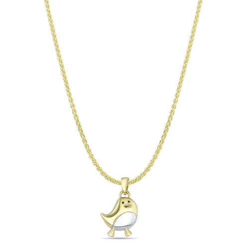 Fred the Robin Large Pendant Catherine Best 18ct Yellow Gold and Rhodium Plate Pendant on a 18