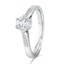 Minerva Ring Catherine Best Dev 6 Claw with Diamond Set Shoulders Platinum 0.70ct D Vs2