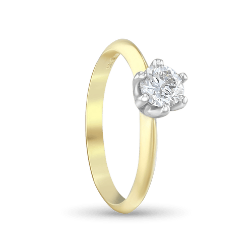 Juno Ring Catherine Best Dev 6 Claw 18ct Yellow Gold and Platinum 0.50ct G Vs2