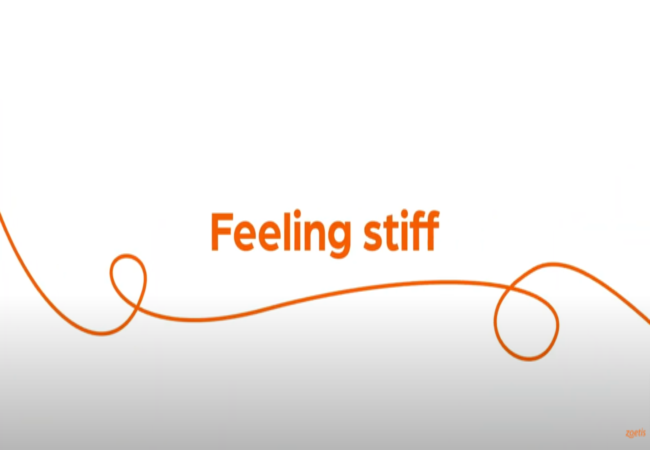 Text "Difficulty jumping"with orange swirl on white background.